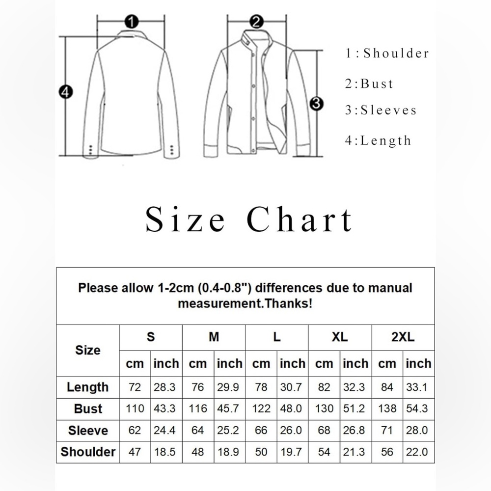 Jianyi Men's Winter Pea Coat Slim Fit Single Breasted Wool Jacket Size Large - Picture 10 of 10